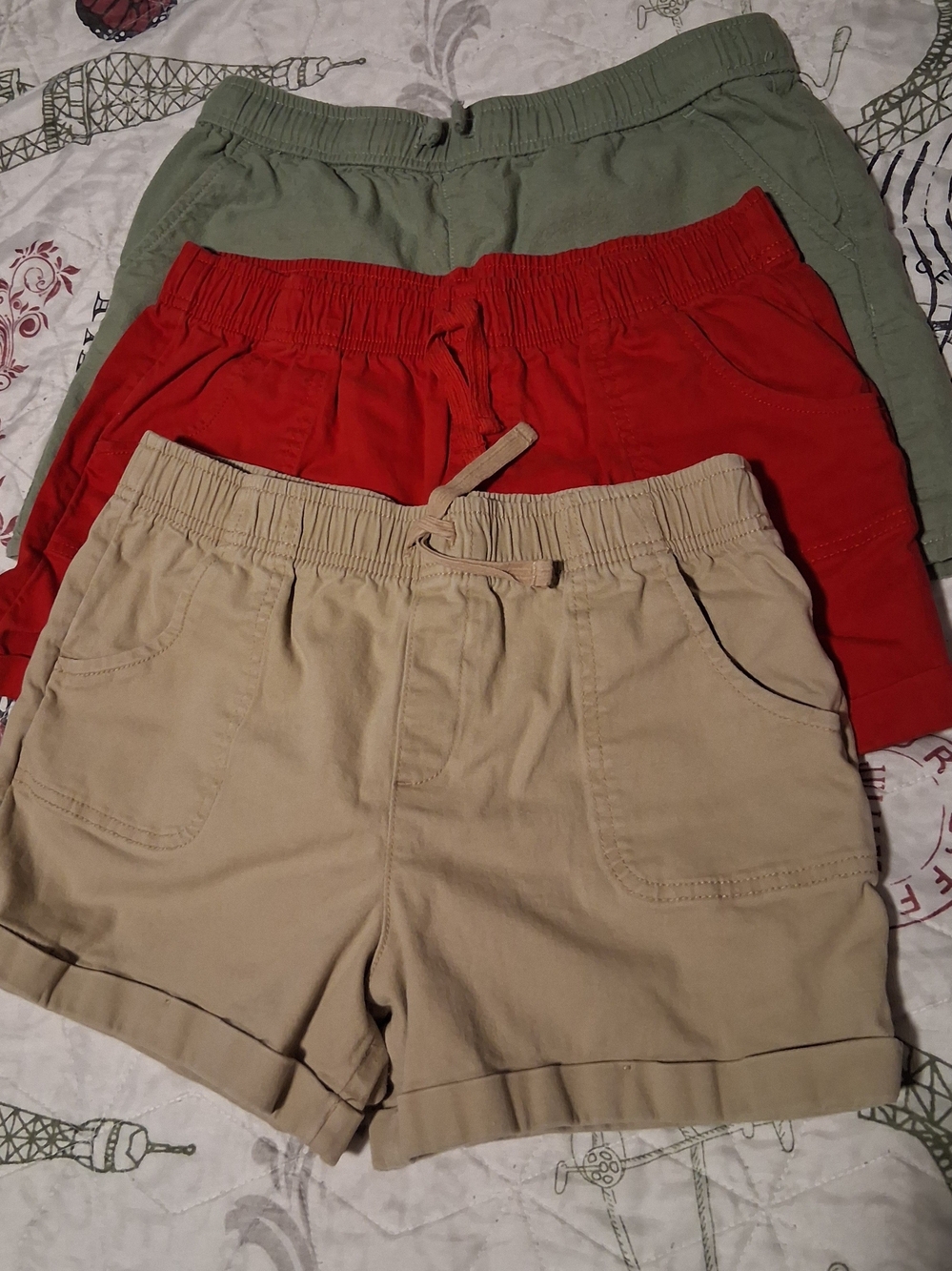 Wonder Nation & Cat And Jack Kids Elastic Waist Shorts - Red, Beige, Green